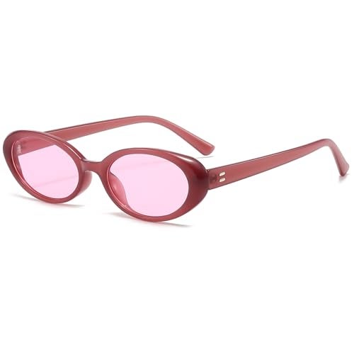 Breaksun Retro Oval Sunglasses for Women Men Fashion Small Oval Sunglasses 90s Vintage Shades (Purple/Purple) - Image 1