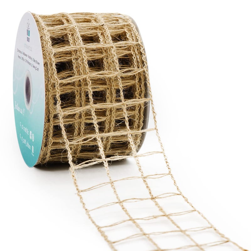 CT CRAFT LLC Mesh Burlap Wired Ribbon 25 x 10 Yards Natural Color for Christmas Home Wedding Decor Gift Wrapping Tree Topper Bow Wreath Bouquet DIY Crafts