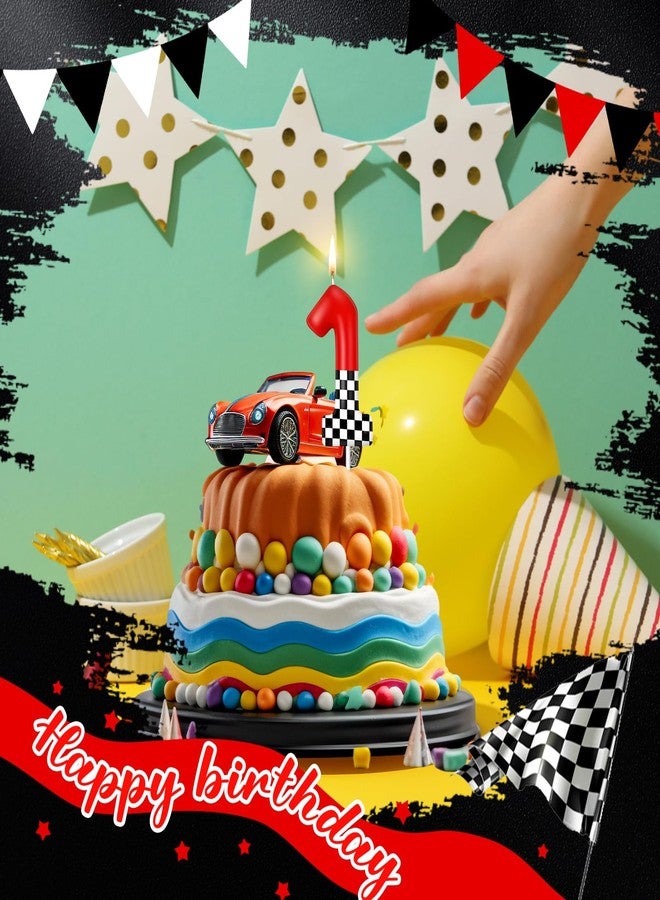 ميتلي شمعة عيد ميلاد على شكل سيارة سباق من إم تي لي، زينة كعكة على شكل سيارة سباق، زينة شاحنات، لوازم عيد ميلاد، شموع مربعة حمراء وسوداء وبيضاء (حمراء ومربعة، رقم 1) - Image 4