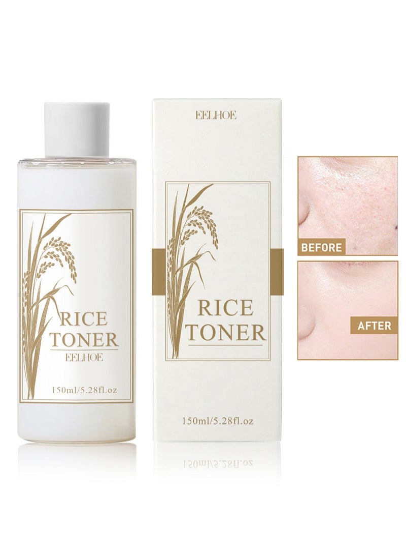 EELHOE Rice Toner, Deep Moisturizing Hydrating Soothing Essential Toner for All Skin Types, Repair Skin Barrier, Firm and Smooth Facial Skin, Gifts for Women 150ml - Image 1