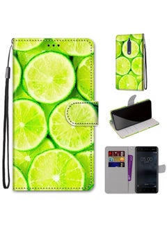Case Cover For For Nokia 5 Coloured Drawing Cross Texture Horizontal Flip PU Leather Case with Holder & Card Slots & Wallet & Lanyard(Green Lemon)