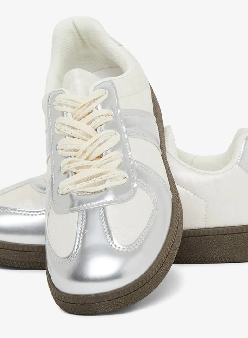 Styli Active  Retro Metallic Panel Sneakers for Women | Best Price UAE