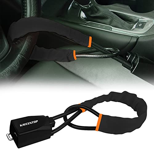 KAYCENTOP Car Steering Wheel Lock, Seat Belt Lock, Anti-Theft Device, Max 17 Inch Length, Small and Light-Weight, Multi-Functional, Fit Most Vehicle, SUV, Golf Cart Security (Black) - Image 1