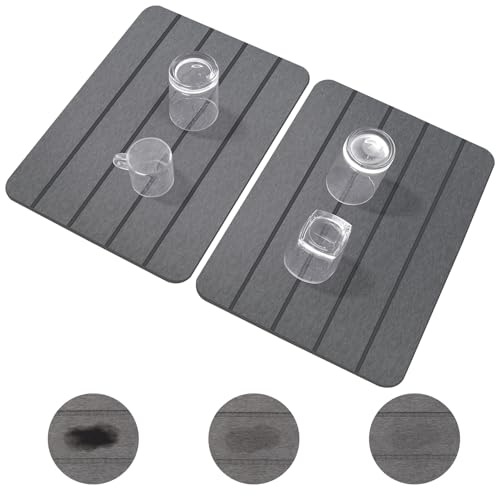 Blaithom Stone Drying Mat for Kitchen Counter,2 Pack 16''x12'' Quick Dish Drying Stone Mat Kitchen,Double-sided Diatomaceous Earth Stone Drying Mat,No Moisture Residue, Stone Dish Drying Mat (Vertical Stripes) - Image 1