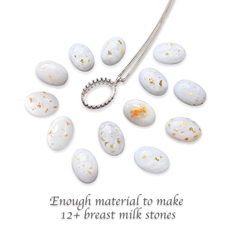 Milky Treasures قلادة تاج كنوز الحليب مجموعة صنع مجوهرات حليب الثدي | قلادة فضة استرليني 925 بحجم 18 مم | تذكار الرضاعة الطبيعية | هدايا للأمهات الجدد | سجل حفلات استقبال المواليد | إرضاع (مجموعة كاملة) - Image 4