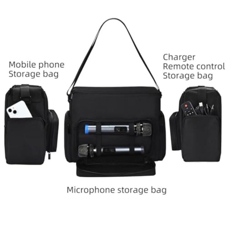 Speaker Carrying Bag for JYX S55 Karaoke Wireless Bluetooth Speaker Tote Bag with Shoulder Strap, Protective Storage Case with Multifunctional Pouch for Microphones and Accessories Black Case Only - Image 3