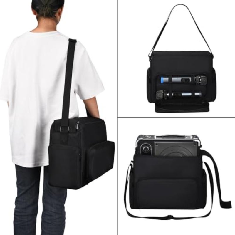 Speaker Carrying Bag for JYX S55 Karaoke Wireless Bluetooth Speaker Tote Bag with Shoulder Strap, Protective Storage Case with Multifunctional Pouch for Microphones and Accessories Black Case Only - Image 2