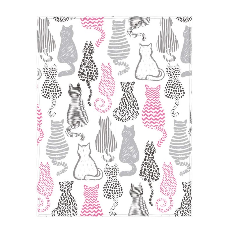 58 x 80 Inch Cute Cat Print Super Soft Throw Blanket for Bed Couch Sofa Lightweight Travelling Camping Throw Size for Kids Adult All Season