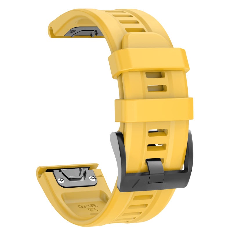 OVERSTEP حزام ساعة OVERSTEP متوافق مع ساعة Fenix 7، عرض 22 مم حزام ساعة سيليكون ناعم لساعة Garmin Fenix 5/Fenix 5 Plus/Fenix 6/Fenix 6 Pro (أصفر) - Image 2