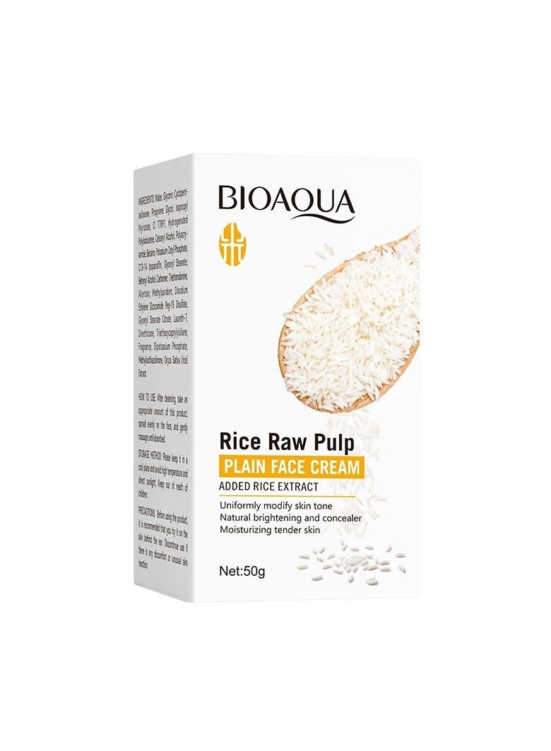 BIOAOUA Rice Raw Pulp Face Cream,Rice Original Cream,Brightening and Activating face cream,whitening and moisturizing,suitable for all skin types - Image 1