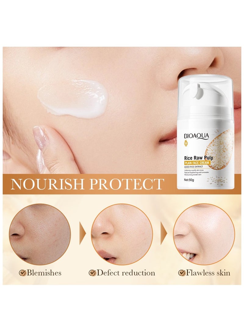 BIOAOUA Rice Raw Pulp Face Cream,Rice Original Cream,Brightening and Activating face cream,whitening and moisturizing,suitable for all skin types - Image 4