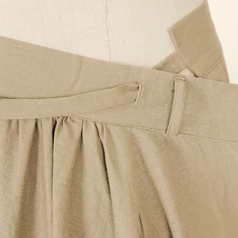 Rainday Women's Linen Wrap Skirt Casual Maxi Skirt Vintage A line Linen Skirt(Z2973YE,M) - Image 4