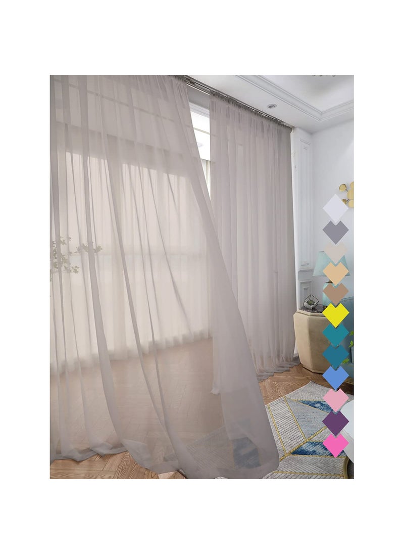 L&TEC Window Light Grey Sheer Curtains 60 Inches Width 63 Inches Long 2 Panels Sheer Curtains Clear Curtains Basic Rod Pocket Panel for Home Living Room Bedroom Kids Room Yard Patio Parlor Sliding  - Image 1