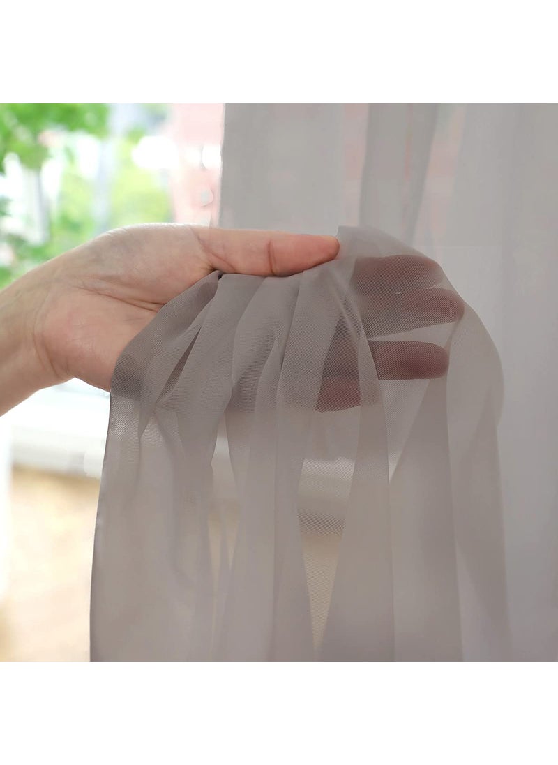 L&TEC Window Light Grey Sheer Curtains 60 Inches Width 63 Inches Long 2 Panels Sheer Curtains Clear Curtains Basic Rod Pocket Panel for Home Living Room Bedroom Kids Room Yard Patio Parlor Sliding  - Image 4