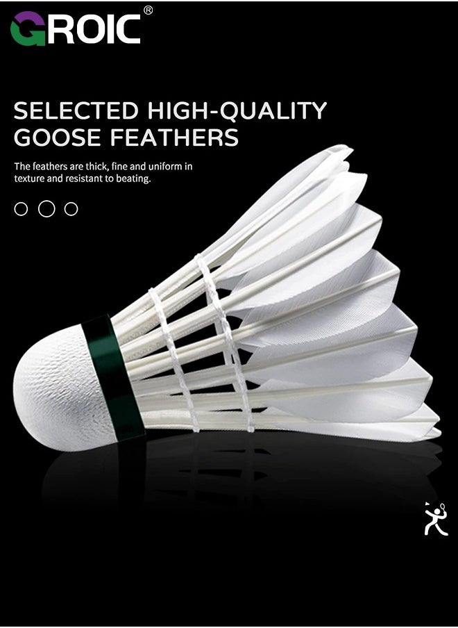 GROIC 12 Pack Badminton Ball Shuttlecocks, Badminton Birdies Shuttlecocks, Goose Feather Shuttlecocks Stable Durable High Speed Training Badminton Balls for Indoor & Outdoor Practice Training Activities  - Image 2