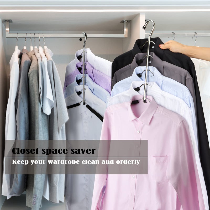 Hangerspace Hangers Space Saving Clothes Hanger 2 Packs Swing Arm Non Slip Padded Coat Hanger 5 Layers Heavy Duty Stainless Steel Sweater Shirt Hanger Closet Storage Organizer - Image 5