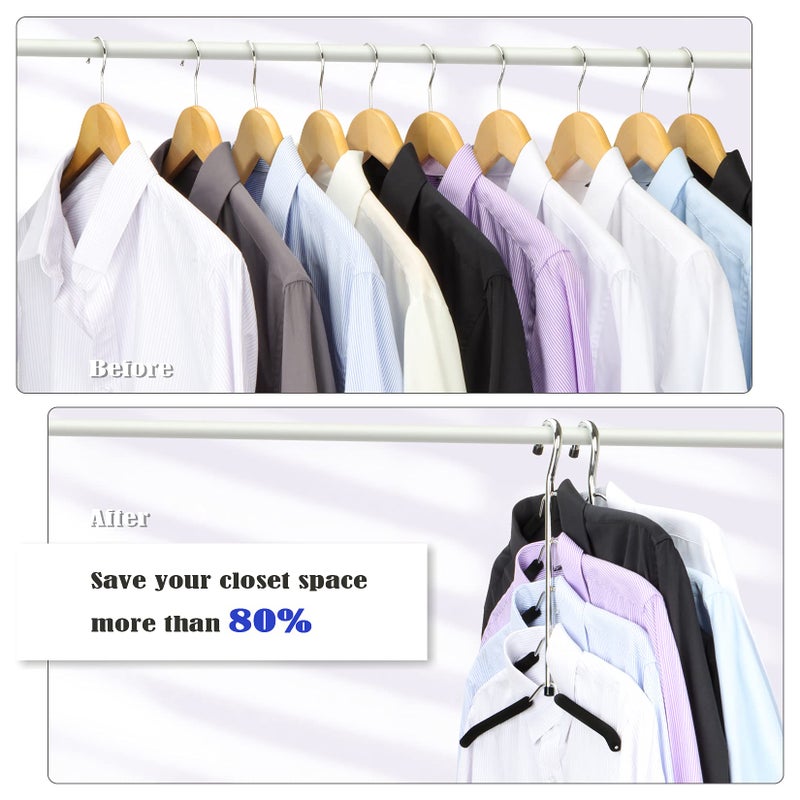 Hangerspace Hangers Space Saving Clothes Hanger 2 Packs Swing Arm Non Slip Padded Coat Hanger 5 Layers Heavy Duty Stainless Steel Sweater Shirt Hanger Closet Storage Organizer - Image 3
