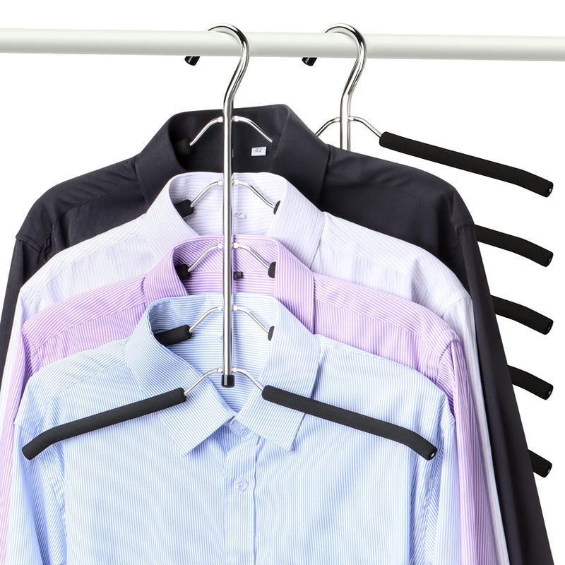 Hangerspace Hangers Space Saving Clothes Hanger 2 Packs Swing Arm Non Slip Padded Coat Hanger 5 Layers Heavy Duty Stainless Steel Sweater Shirt Hanger Closet Storage Organizer - Image 1