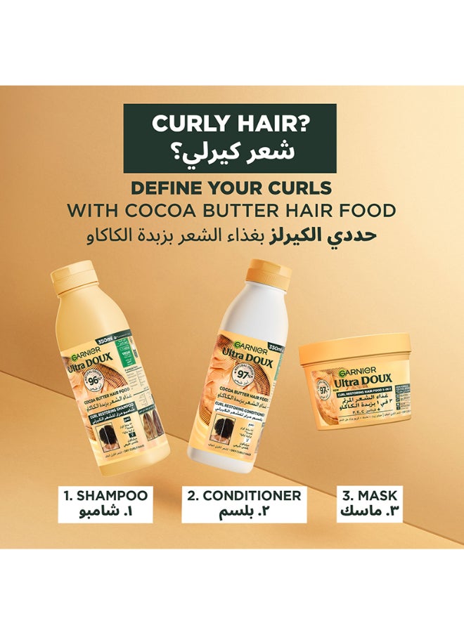 Garnier - Ultra Doux Hair Food Curls Restoring Cocoa Butter Hair Food Conditioner for Dry Curly Hair 350ML - Image 1