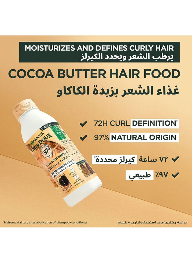 Garnier - Ultra Doux Hair Food Curls Restoring Cocoa Butter Hair Food Conditioner for Dry Curly Hair 350ML - Image 1