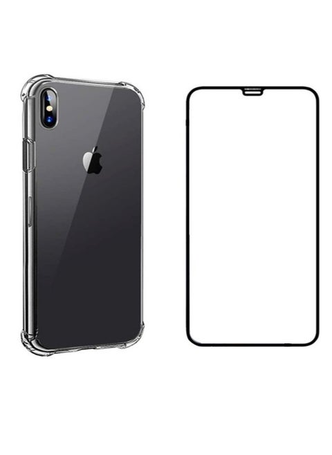 2in1 Screen Protector with Clear Case for Apple iPhone X Xs Clear