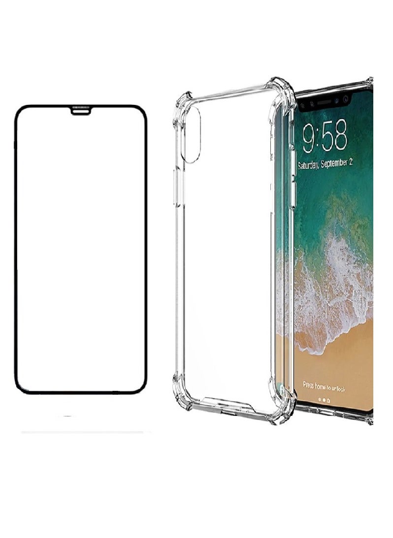 2in1 Screen Protector with Clear Case for Apple iPhone X Xs Clear