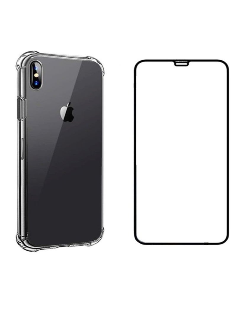 2in1 Screen Protector with Clear Case for Apple iPhone X Xs Clear