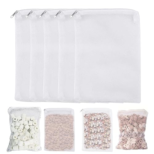 COLOURFUL - Aquarium Filter Media Bags | Mesh Nylon Filter Media Net Bags with Plastic Zipper for Activated Carbon, Ammonia Remover, Ceramic Rings, Bio Balls (Set of 5, White) - Image 1