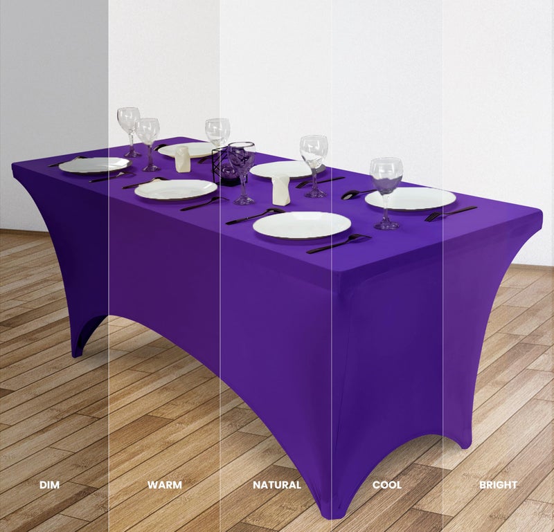 Utopia Kitchen 6ft Spandex Table Cloth Rectangle [1 Pack  Purple] 200GSM Premium Stretch  Lycra  Washable and Wrinkle Resistant Table Cover Fitted for Event  Wedding  Banquet [72Lx30Wx30H Inch] - Image 4