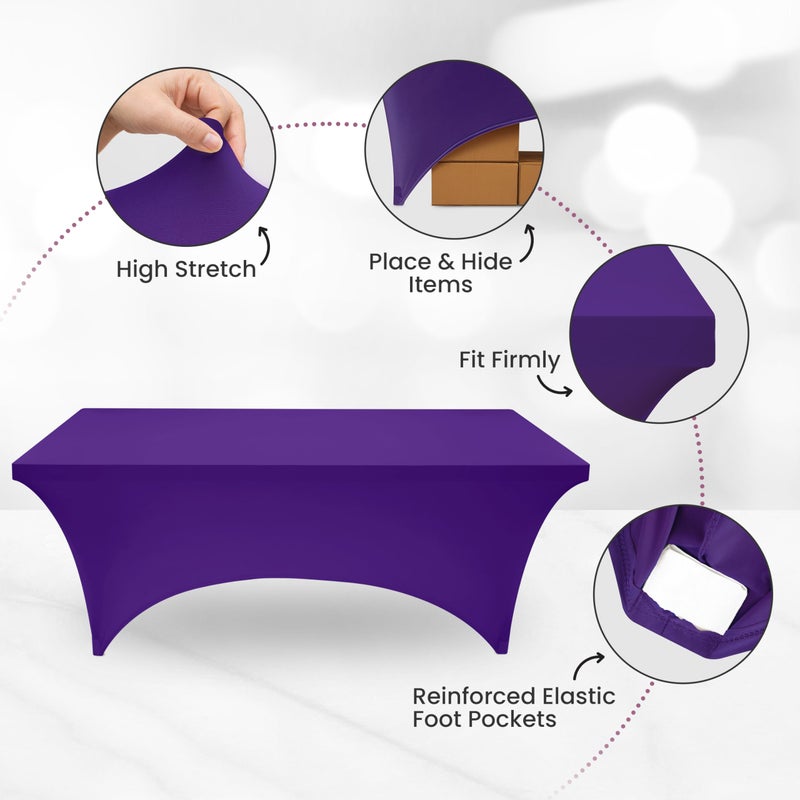 Utopia Kitchen 6ft Spandex Table Cloth Rectangle [1 Pack  Purple] 200GSM Premium Stretch  Lycra  Washable and Wrinkle Resistant Table Cover Fitted for Event  Wedding  Banquet [72Lx30Wx30H Inch] - Image 5