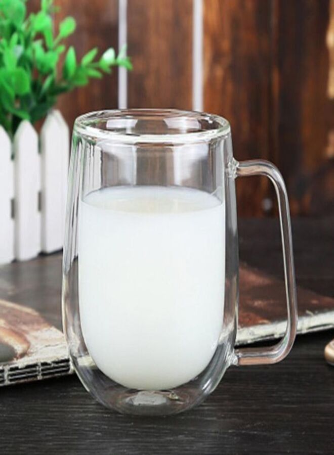 Double Wall Heat Resistant Glass Cup Milk Juice Insulation Drinking Mug - with handle  - Image 4