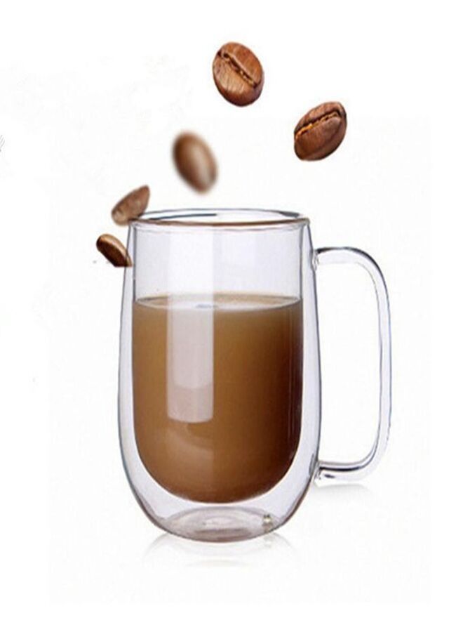 Double Wall Heat Resistant Glass Cup Milk Juice Insulation Drinking Mug - with handle  - Image 2