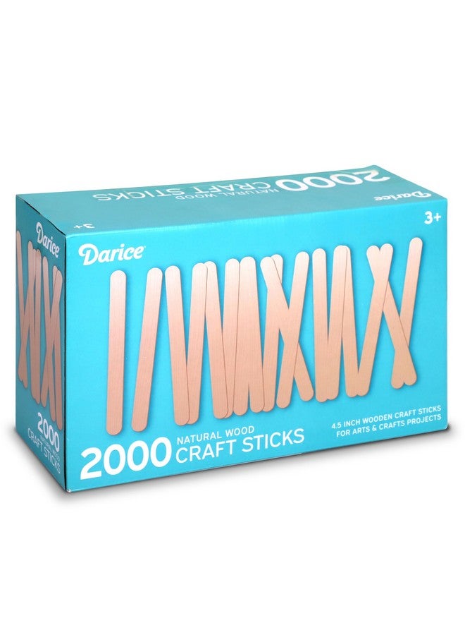 داريس مجموعة داريس من 2000 قطعة من أعواد المصاصة، مصنوعة من خشب طبيعي، مقاس 4.5 بوصة، مناسبة للأعمار من 3 سنوات فما فوق - Image 1