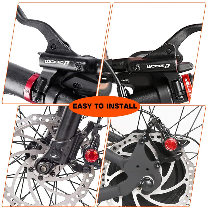 BUCKLOS Zoom MTB Hydraulic Disc Brakes Set, Left Front 800mm Right Rear 1450mm Mountain Bike Hydraulic Brake Aluminum Alloy Levers with Dual Piston Calipers PM/is Adapter - Image 5