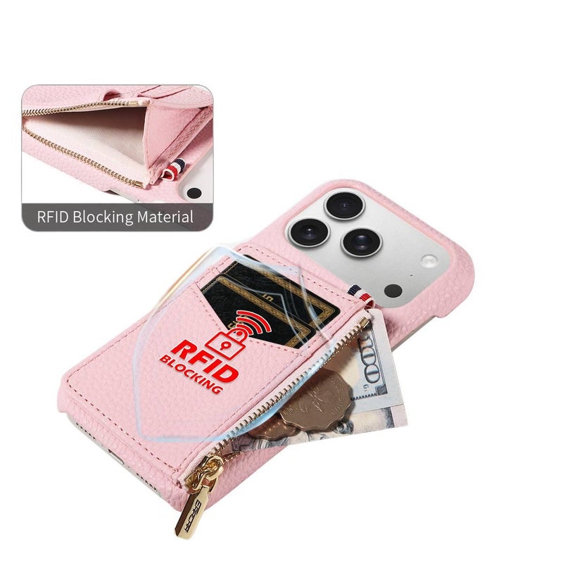 غطاء هاتف بTPU لـ iPhone 14 / 14 Plus / 14 Pro / 14 Pro Max باللون وردي بوظيفة حامل من مادة TPU مع تغطية كاملة وحامل بطاقات مع حامل قائم مع مقاوم للخدش للطاولة للمكتب المنزلي - Image 3