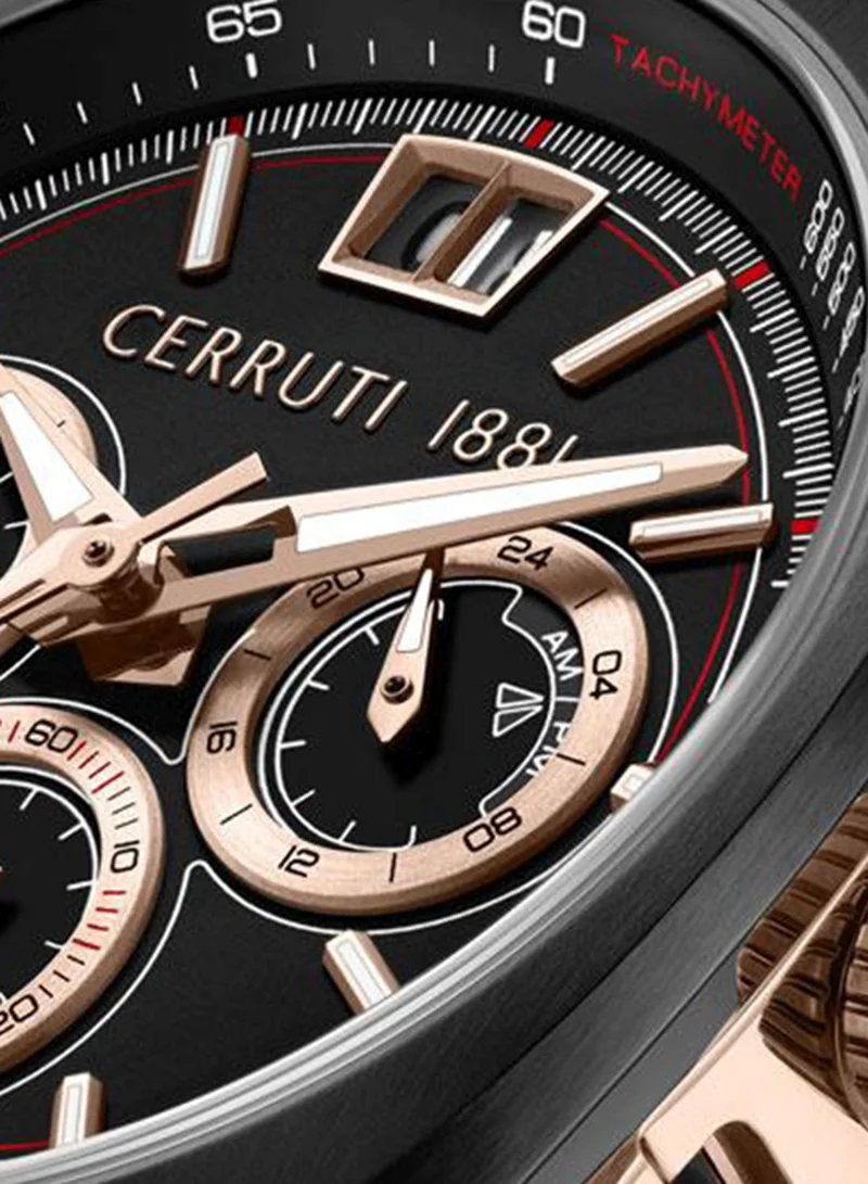 CERRUTI 1881 Black Men's Cuneo 41.3mm Black Dial Silicone Strap Chronograph Watch For Men for Men | Best Price UAE