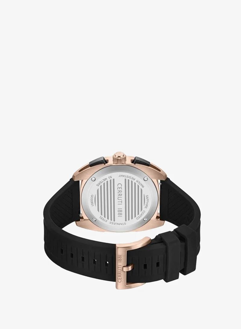 CERRUTI 1881 Black Men's Cuneo 41.3mm Black Dial Silicone Strap Chronograph Watch For Men for Men | Best Price UAE