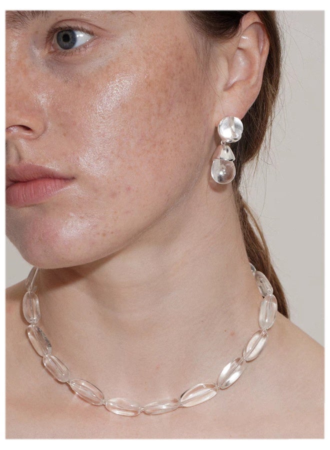 NeeMee Summer New Crystal Beaded Teardrop Earrings - Image 2