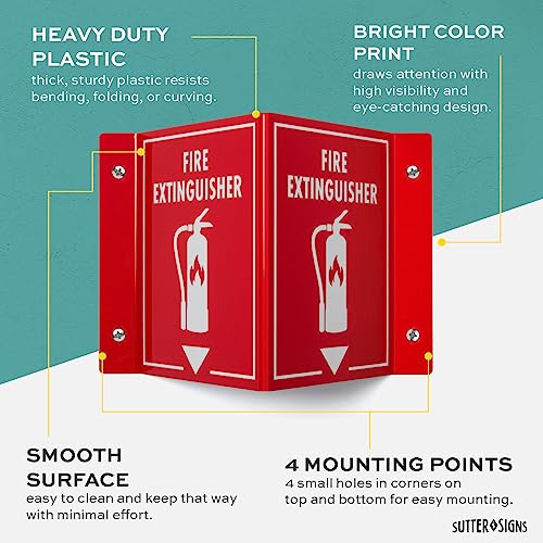 Sutter Signs 3D Fire Extinguisher Sign | Projecting Wall Mount Fire Safety Sign, 6" x 8" x 4" - Image 5