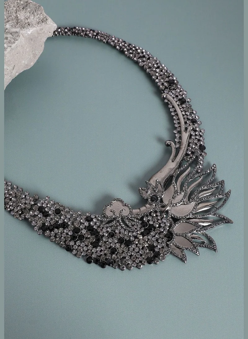 SOHI Silver Plated Designer Stone Party Wear Necklace For Women