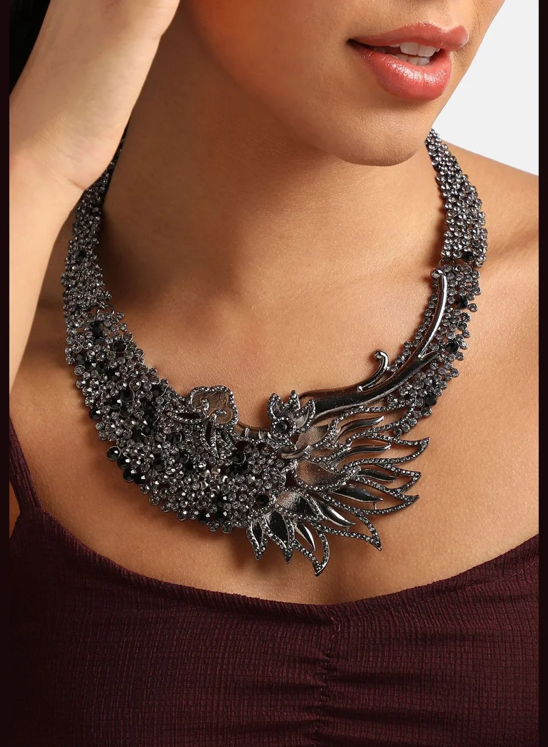 SOHI Silver Plated Designer Stone Party Wear Necklace For Women