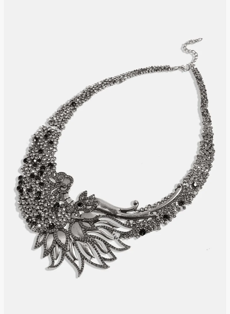 SOHI Silver Plated Designer Stone Party Wear Necklace For Women