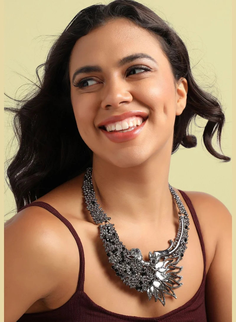 SOHI Silver Plated Designer Stone Party Wear Necklace For Women