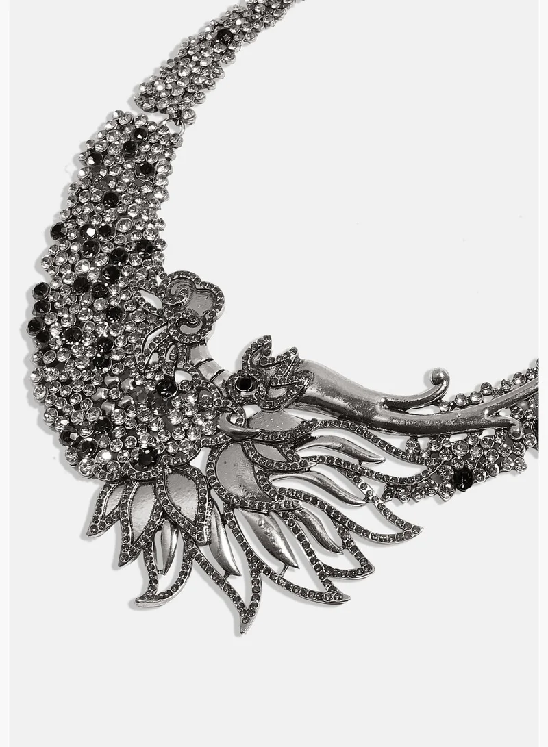 SOHI Silver Plated Designer Stone Party Wear Necklace For Women