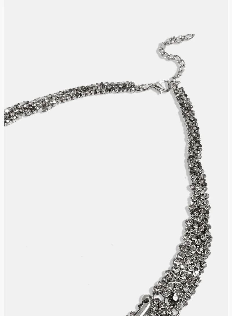 SOHI Silver Plated Designer Stone Party Wear Necklace For Women