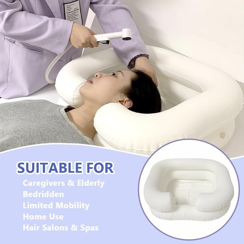 SunMelt Inflatable Shampoo Basin Set - Portable Bedside Shower System Hair Washing for Disabled Elderly Bed Easy, Bedridden, Pregnancy or Patient(4 Items Include) - Image 5