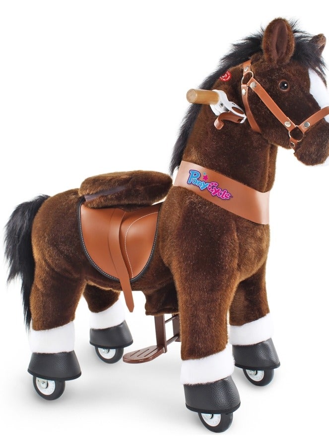 PonyCycle Official Licensed Kids Riding Horse Toy No Battery No Electricity Indoor and Outdoor best Gift for Kids 4 to 8 years-Choco Brown Medium - Image 1