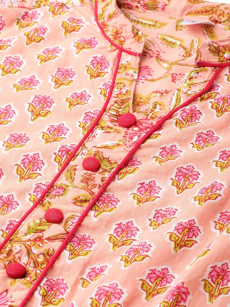Yash Gallery Women's Plus Size Cotton Floral Printed Regular Fit Anarkali Kurta for Women (1188YKPINK_Pink_XXXX-Large) - Image 5