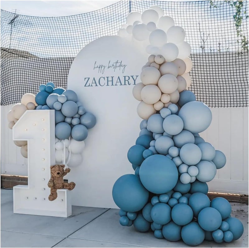 Vztipki Dusty Blue Balloon Garland Kit - 167pcs Balloon Arch kit with Dusty Blue, Sand White, White Balloons - Perfect for Baby-shower Wedding Boy Birthday Party Decoration - Image 4
