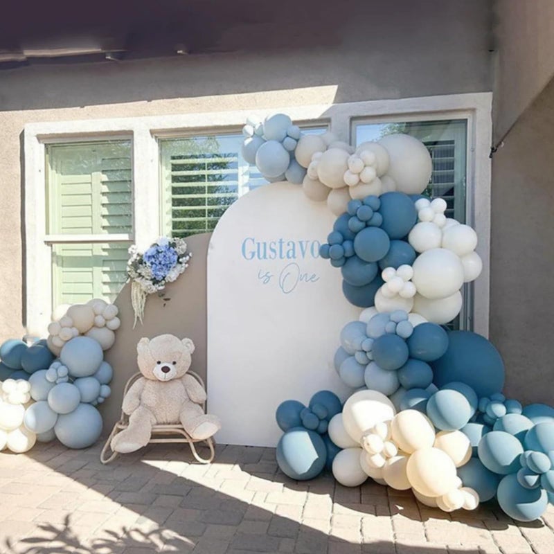 Vztipki Dusty Blue Balloon Garland Kit - 167pcs Balloon Arch kit with Dusty Blue, Sand White, White Balloons - Perfect for Baby-shower Wedding Boy Birthday Party Decoration - Image 5
